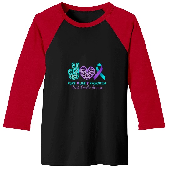 suicides Prevention 988 Ribbon Peace Love Prevention suicides Awareness Teal Baseball Tees
