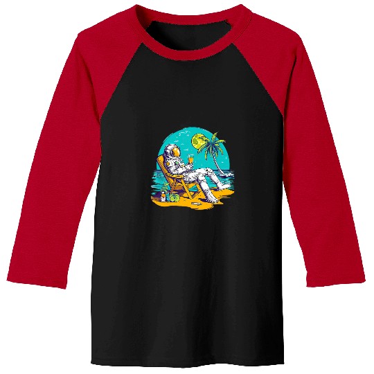 Discover Astronaut Job Relaxing On a Tropical Beach Planet 01 Baseball Tees
