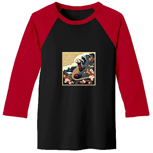 Ferret Pet Surrealism Japanese Painting Weasel 1 Baseball Tees