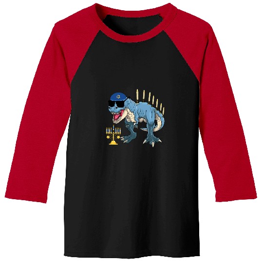 Dinosaur Pet Menorasaurus Dinosaur Menorah Hanukkah Chanukah Jewish Baseball Tees