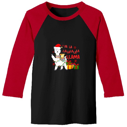 Llama Pet Santa Christmas Fa La La Llama Matching Family Baseball Tees
