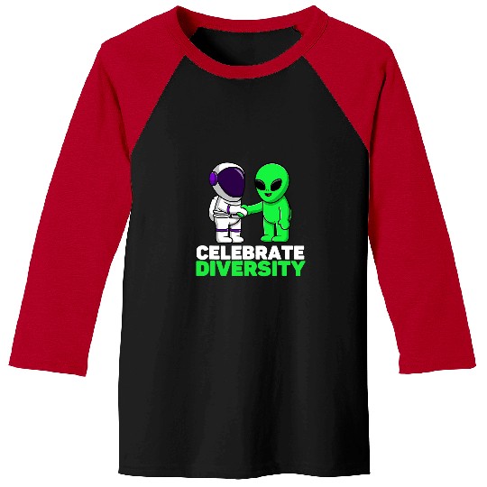 Aliens UFO Celebrate Diversity Astronaut Alien UFO Equality Kindness Baseball Tees