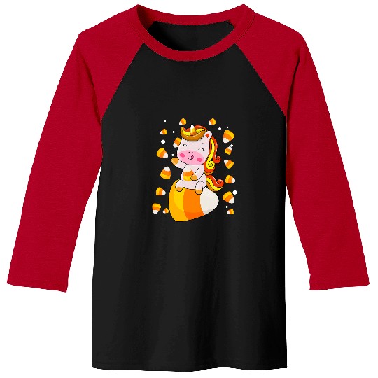 Unicorn Pet Kids Unicorn Candy Corn Girls Halloween 7 Baseball Tees