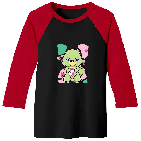 Dinosaur Pet Stegosaurus Dinosaur With Strawberry Milk Baseball Tees