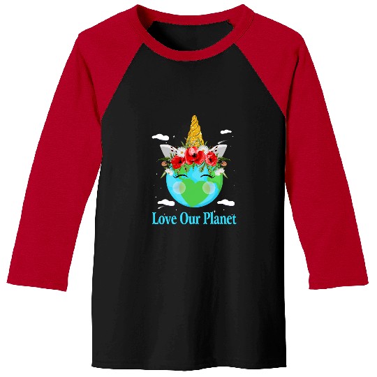 Unicorn Pet Earth Day Awareness Love Our Planet Unicorn Face Baseball Tees