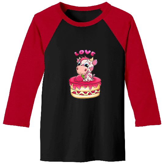 Cow Pet Strawberry Cow Design 036 Baseball Tees