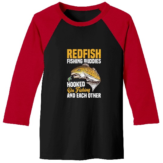 Fishing Fun Redfish Fishing Lure Rod and Reel Combo Redfish Fisherman Baseball Tees