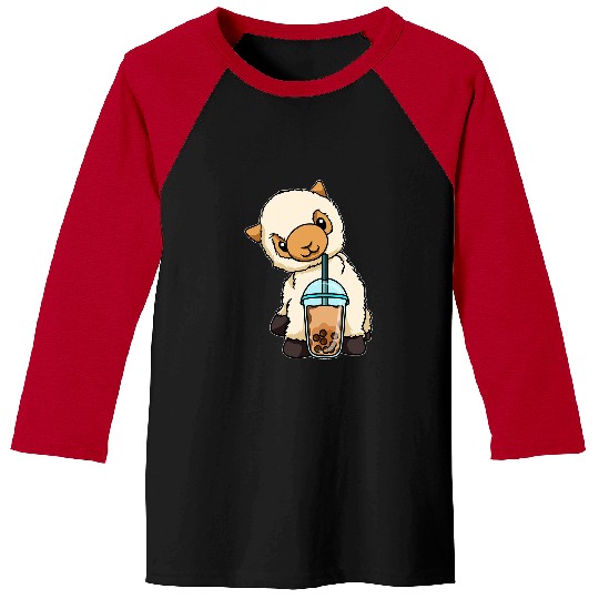 Llama Pet Drinking Bubble Tea Cute Animals With Boba Tea Baseball Tees
