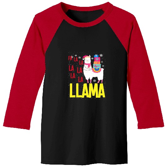 Llama Pet Fa La La Llama Christmas Snow xmass Alpaca Christmas Baseball Tees