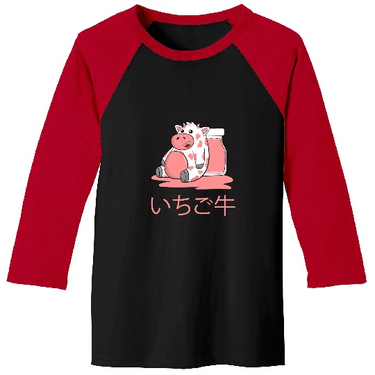 Cow Pet Strawberry Cow Kawaii Japanese Strawberry Milk Graphic Baseball Tees