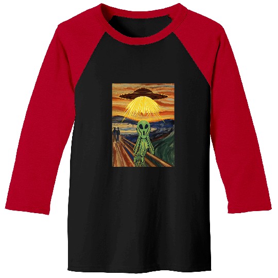 Aliens UFO Scream Painting UFO Enthusiast Gift Idea Funny Painter Baseball Tees