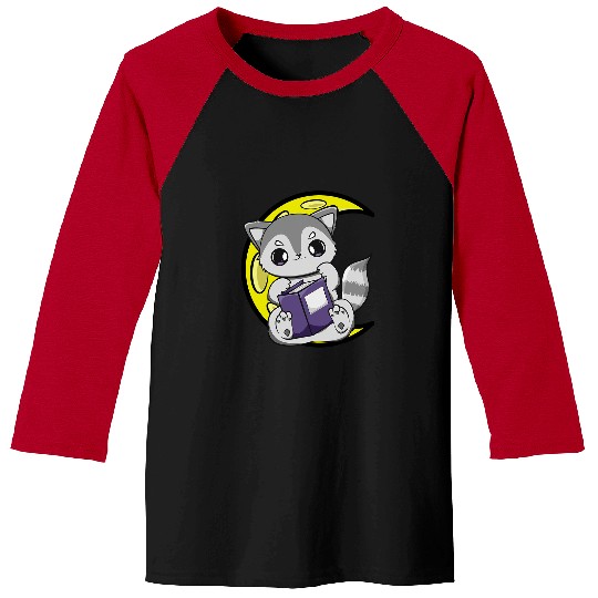 Cute Racoon Reading A Spell Book For Magician And Book Lover Baseball Tees