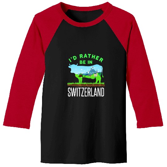 Cow Pet Switzerland Vacation Travel Cool Swiss Mountains Alps Cow Baseball Tees