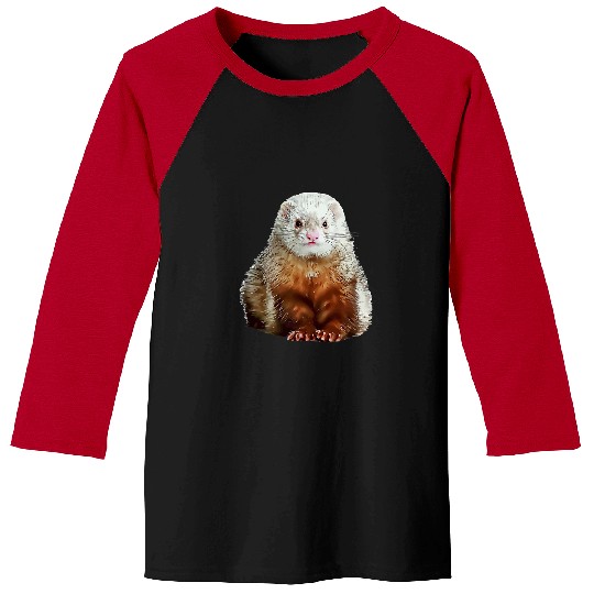 Ferret Pet Chubby realistic ferret sitting and relaxing ferret owner Baseball Tees