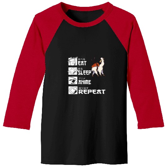 Llama Pet Eat Sleep Anime Repeat Llama Alpca Sushi Japanese Kawaii 9 Baseball Tees