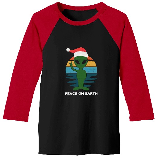 Aliens UFO Retro vintages Sci Fi Christmas Alien Santa Peace On Earth Baseball Tees