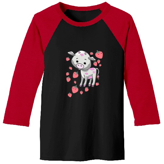 Cow Pet Cute Strawberry Cow 2Strawberry Pattern Kawaii Baseball Tees