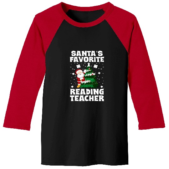 Book Fun Santas Favorite Reading Teacher xmass School Staff Lover Baseball Tees