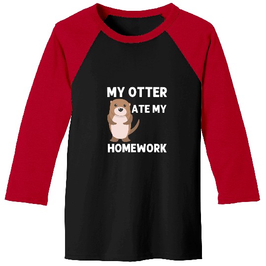 Otter Pet For Kids Boys Aquatic Pup Weasel River Animal Baseball Tees