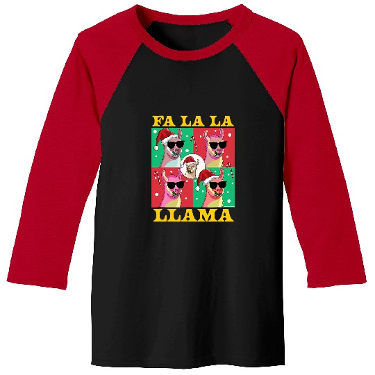 Llama Pet Fa La La Llama Funny Christmas Falala Llama with Santa Hat Baseball Tees