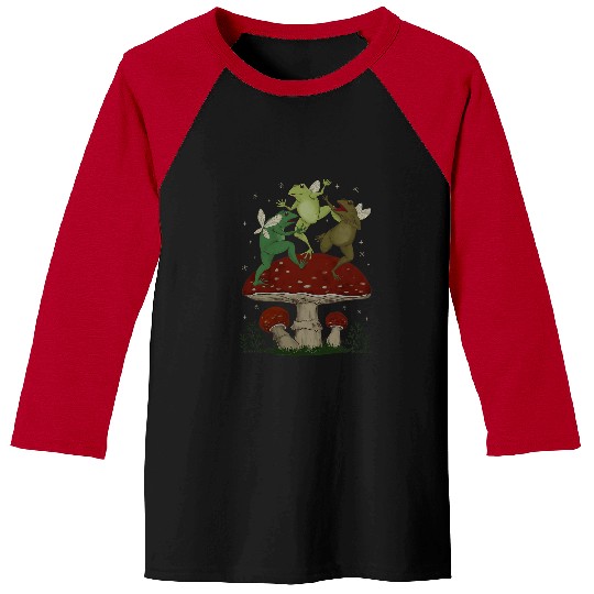 Frog Pet Fairy Grunge Fairycore Aesthetic Frog Dancing On Mushroom Baseball Tees