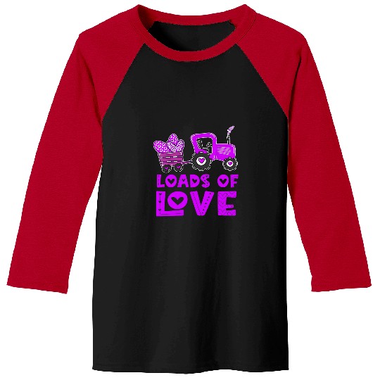 Tractor Fun driving Loads Of Love Purple Tractor Cute Valentines Day Graphics Baseball Tees