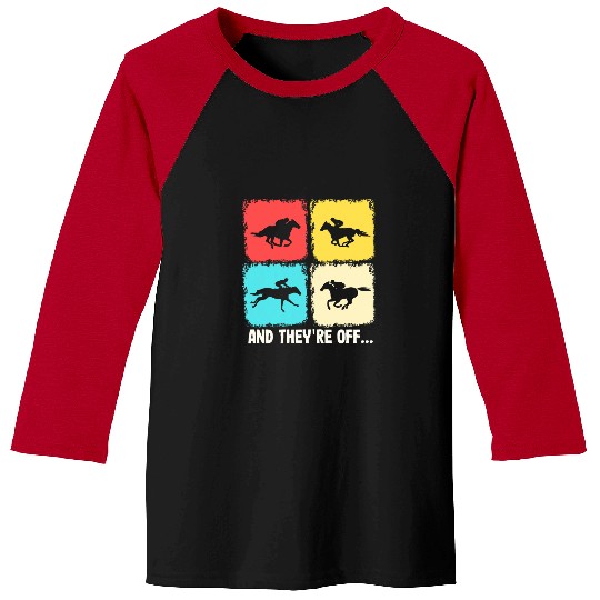 Horse Pet Retro Horse Racing Racehorse Rider Silhouette Baseball Tees