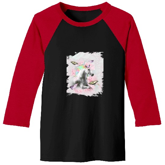 Unicorn Pet Face Butterfly Flower Butterflies and Flowers Baseball Tees