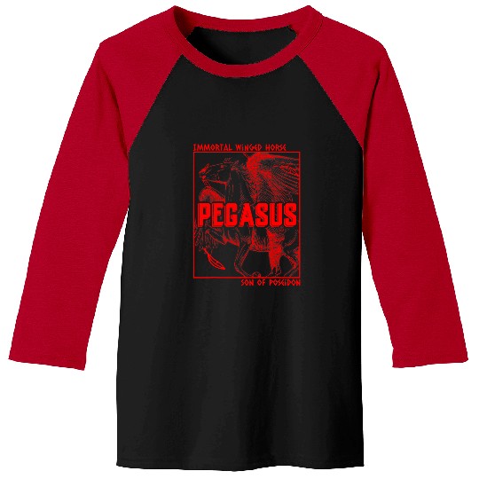 Horse Pet Pegasus Horse Ancient Greek God Mythology Black Red Designer Baseball Tees