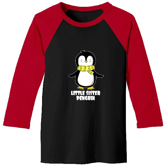 Penguin Pet Funny Little Sister Penguin Girl Penguin Family Matching Baseball Tees