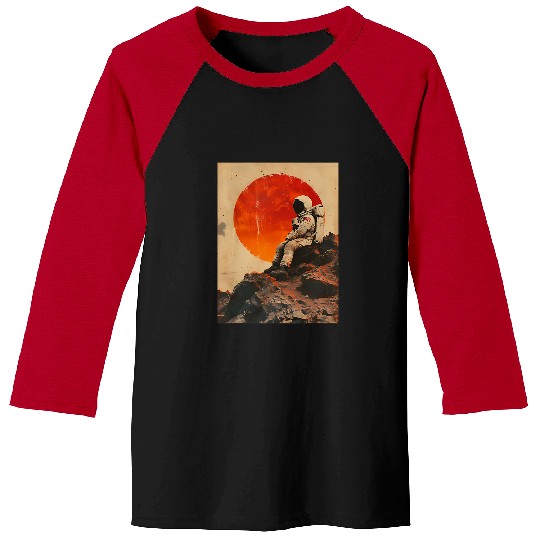 Astronaut Job Setting Sun Lonely Astronaut Surreal Collage Art Collagewave Baseball Tees