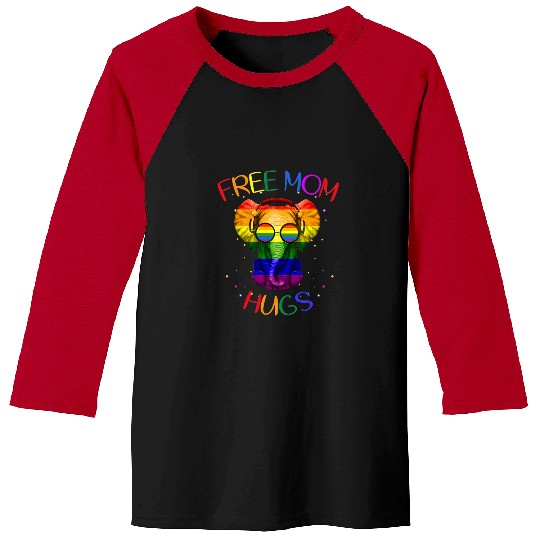 Elephant Mammal LGBT Mom Hugs Lgbt Elephant Rainbow Transgender Pride Month Baseball Tees