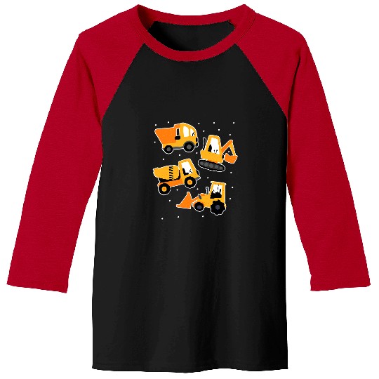 Excavator Fun Construction Truck Excavator Concrete Mixer Dump Truck 14 Baseball Tees