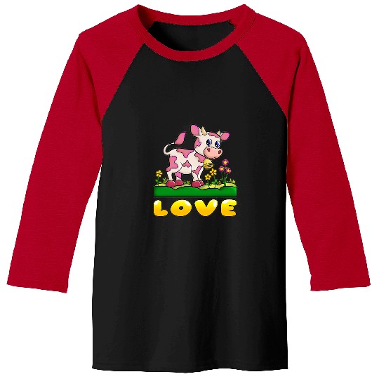 Cow Pet Strawberry Cow Design Baseball Tees