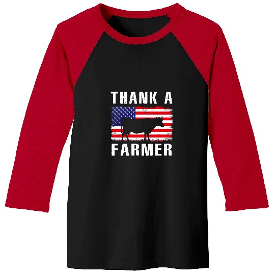 Cow Pet Thank A Farmer Patriotic Daisy Cow American Flag 4th of July 203 Baseball Tees