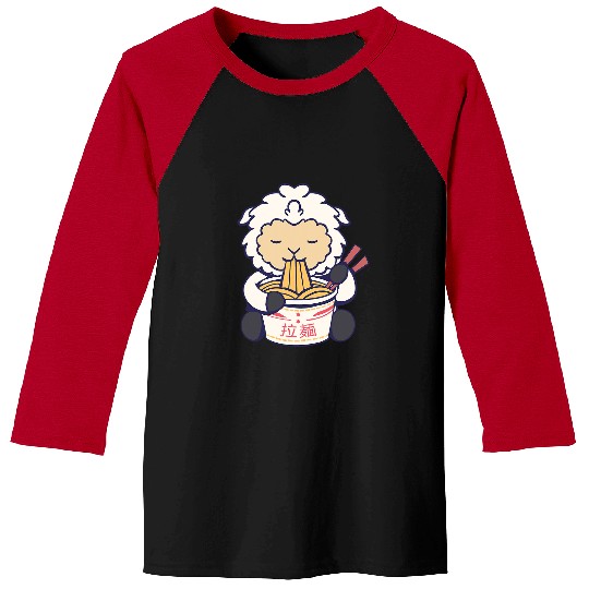 Sheep Pet Eating Ramen 96 Baseball Tees