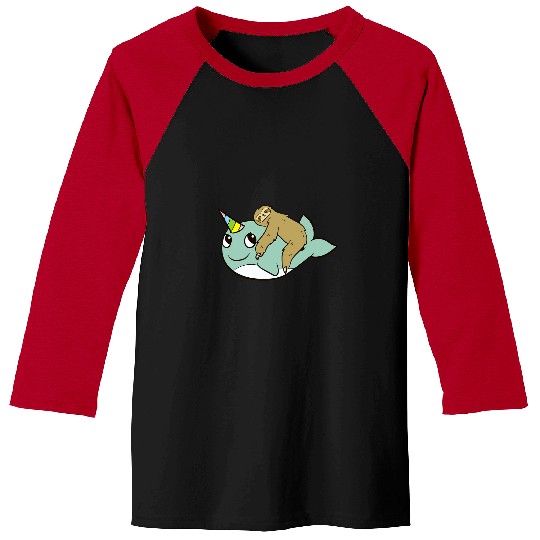 Sloth Pet Gift Narwhal Cute Sloth Riding On Narwhal Baseball Tees