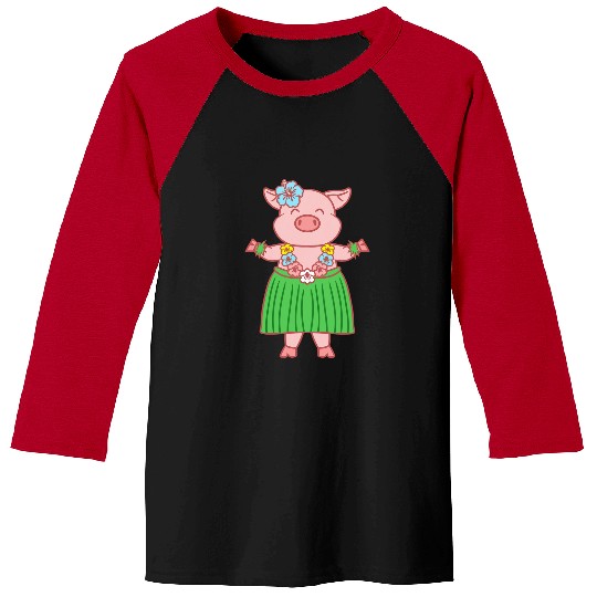 Pig Pet Cool Hawaiian Luau Pig Funny Boar Lover Hula Dancing Gift 7 Baseball Tees