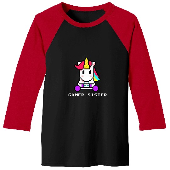 Unicorn Pet Gamer Sister Gaming Unicorn Cute Video Game 8 Bit Pixelated Baseball Tees