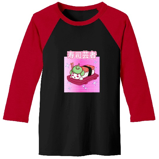 Funny Retro 90s Japanese Kawaii Sushi Geisha Baseball Tees