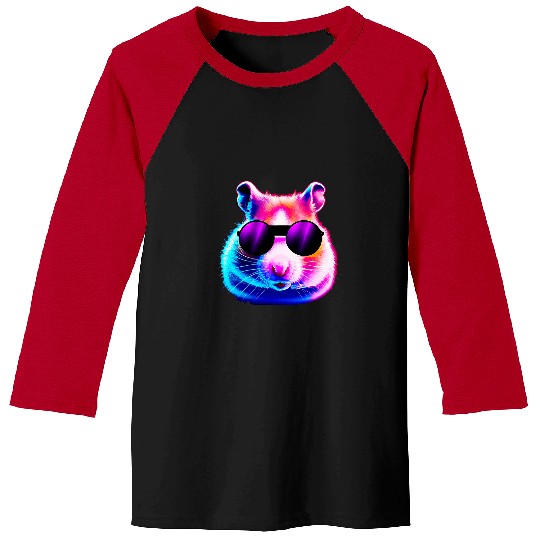 Hamster Pet Rave Hamster Purple 80s Music Retro Men Women Kids Baseball Tees