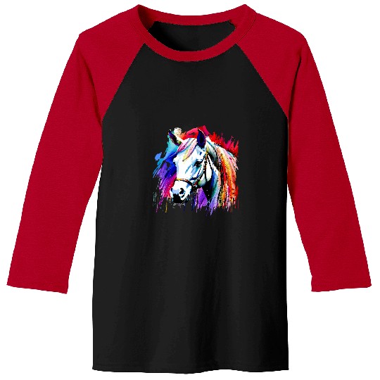Horse Pet Cute Horse Colorful rainbow colored for equestrian lovers 3 Baseball Tees