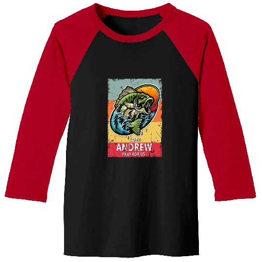 Fishing Fun St Andrew Fishing Patron Saint of Fisherman Catholic Saint Baseball Tees