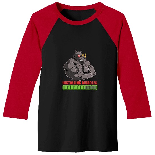 Rhino Pet Rhinoceros Rhino Powerlifter Workout Gym Installing Muscles Baseball Tees
