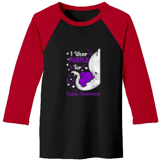 Elephant Mammal Lupus Warrior Cute Elephant I Wear Purple Ribbon For Lupus Awareness Baseball Tees