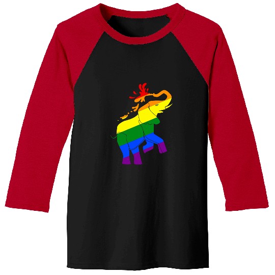 Elephant Mammal LGBT Month Gay Pride Rainbow Flag Cute Elephant LGBT Baseball Tees