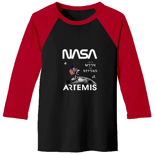 Astronaut Job NASA Artemis Mission Astronaut Moon US Flag Worm Baseball Tees