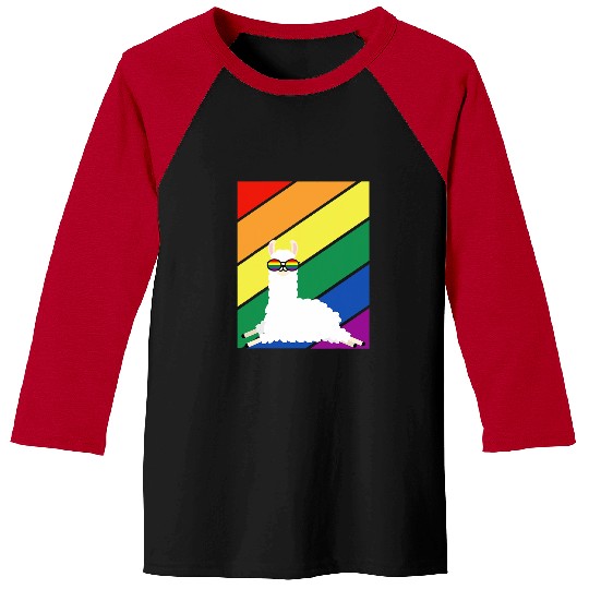 Llama Pet LGBTQ Flag Gay Pride Month Rainbow Llama With LGBT Glasses Baseball Tees
