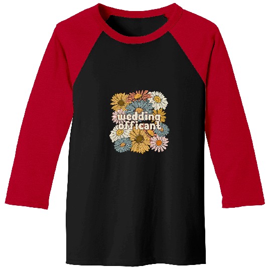 Groovy Wedding Officiant Flowers Wedding Minister Baseball Tees