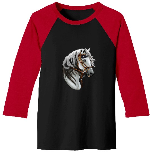 Horse Pet Happy Grey Horse Side View Baseball Tees